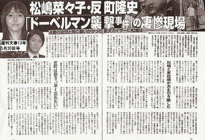 松嶋菜々子ショック 子供を犬が襲った くじらブログ 松嶋菜々子ショック 子供を犬が襲った くじらブログ